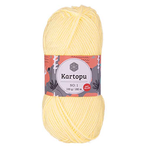 5 x 100g Strickgarn Kartopu NO:1 Wolle Anti Pilling Effekt Oeko-Tex zertifiziert Wolle Farbwahl, Farbe:K331 vanille von maDDma