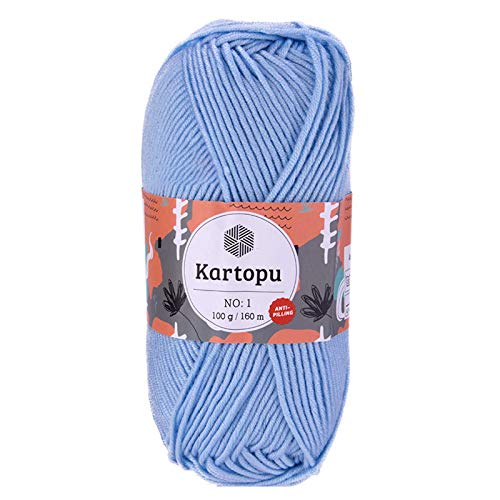 5 x 100g Strickgarn Kartopu NO:1 Wolle Anti Pilling Effekt Oeko-Tex zertifiziert Wolle Farbwahl, Farbe:K544 babyblau von maDDma