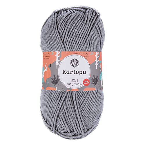 5 x 100g Strickgarn Kartopu NO:1 Wolle Anti Pilling Effekt Oeko-Tex zertifiziert Wolle Farbwahl, Farbe:K571 graublau von maDDma