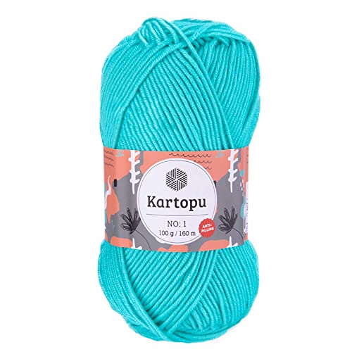 5 x 100g Strickgarn Kartopu NO:1 Wolle Anti Pilling Effekt Oeko-Tex zertifiziert Wolle Farbwahl, Farbe:K576 türkisblau von maDDma