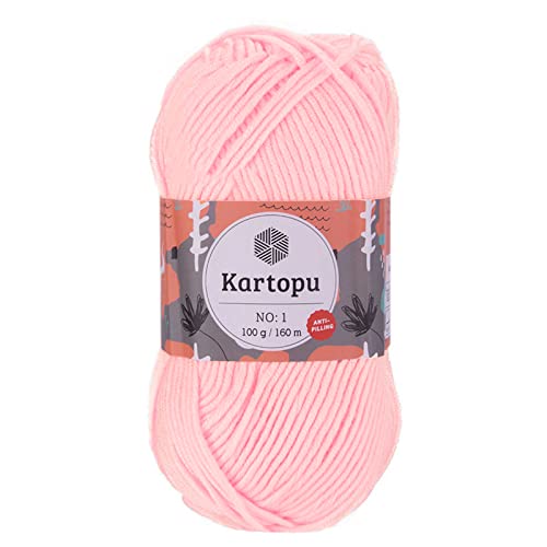 5 x 100g Strickgarn Kartopu NO:1 Wolle Anti Pilling Effekt Oeko-Tex zertifiziert Wolle Farbwahl, Farbe:K699 zartrosa von maDDma