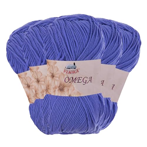 5 x 100g Strickgarn Omega Häkelgarn Acrylwolle Klassikgarn Wolle unifarben, Farbwahl, Farbe:blau von maDDma