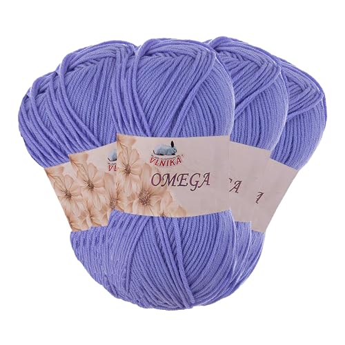 5 x 100g Strickgarn Omega Häkelgarn Acrylwolle Klassikgarn Wolle unifarben, Farbwahl, Farbe:flieder von maDDma