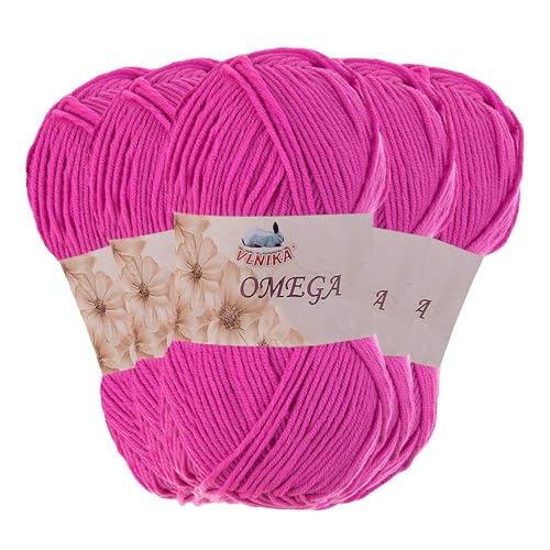 5 x 100g Strickgarn Omega Häkelgarn Acrylwolle Klassikgarn Wolle unifarben, Farbwahl, Farbe:pink von maDDma