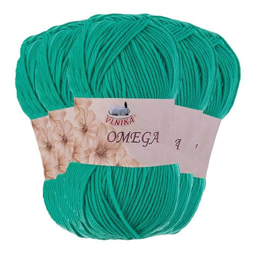 5 x 100g Strickgarn Omega Häkelgarn Acrylwolle Klassikgarn Wolle unifarben, Farbwahl, Farbe:smaragdgrün von maDDma