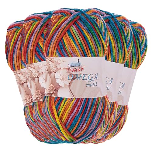 5 x 100g Strickgarn Omega multi Häkelgarn Acrylwolle Klassikgarn Wolle, Farbe:mehrfarbig 2 von maDDma