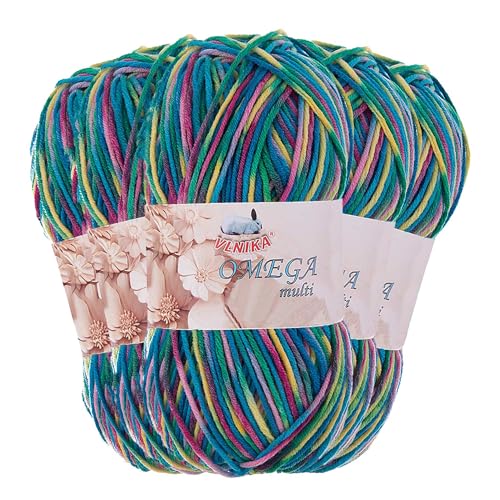 5 x 100g Strickgarn Omega multi Häkelgarn Acrylwolle Klassikgarn Wolle, Farbe:mehrfarbig 8 von maDDma