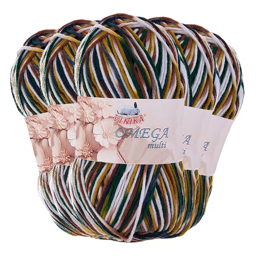 5 x 100g Strickgarn Omega multi Häkelgarn Acrylwolle Klassikgarn Wolle, Farbe:mehrfarbig 9 von maDDma