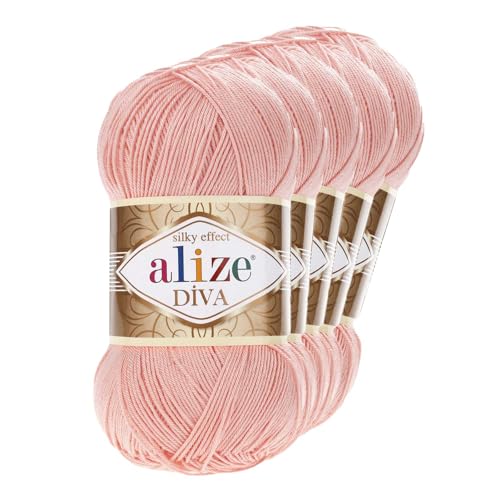 500g Strickgarn ALIZE DIVA - Häkelgarn Wolle Sommer Stricken Häkeln, Farbe:145 lachs von maDDma