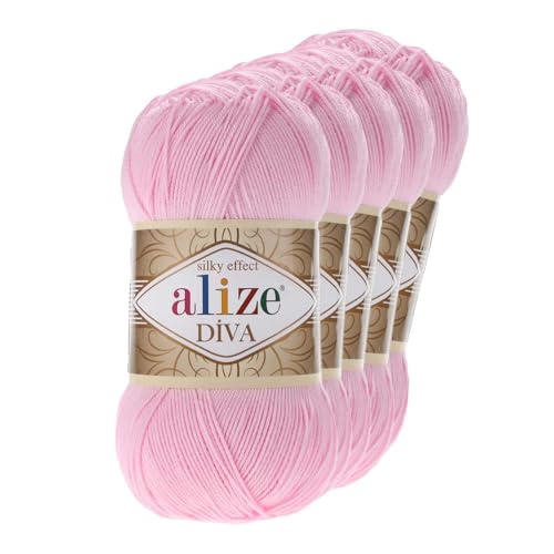 500g Strickgarn ALIZE DIVA - Häkelgarn Wolle Sommer Stricken Häkeln, Farbe:291 pink von maDDma