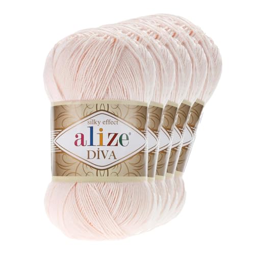 500g Strickgarn ALIZE DIVA - Häkelgarn Wolle Sommer Stricken Häkeln, Farbe:382 powder von maDDma