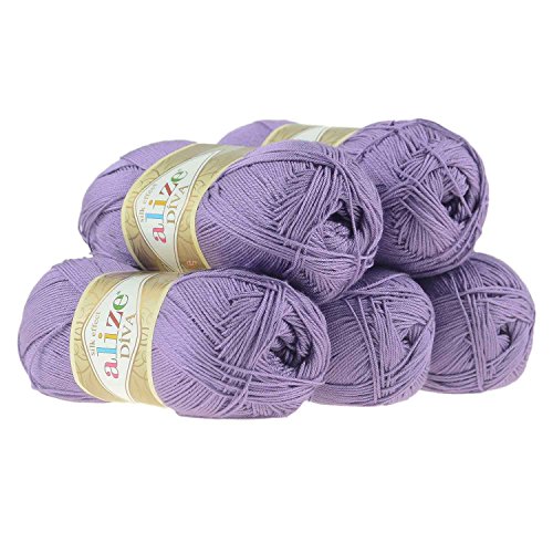 500g Strickgarn ALIZE DIVA - Häkelgarn Wolle Sommer Stricken Häkeln, Farbe:622 violett von maDDma