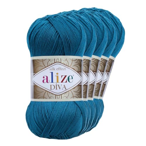 500g Strickgarn ALIZE DIVA - Häkelgarn Wolle Sommer Stricken Häkeln, Farbe:646 petrol von maDDma