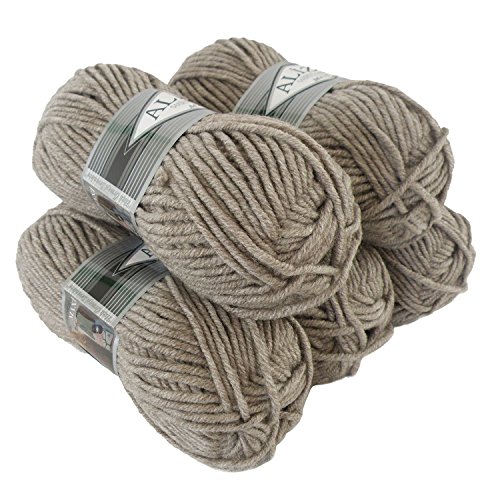 500g Strickgarn Strickwolle Alize Superlana Maxi 25% Wolle, Farbwahl, Farbe:207 light brown von maDDma