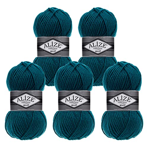 500g Strickgarn Strickwolle Alize Superlana Maxi 25% Wolle, Farbwahl, Farbe:212 petrol von maDDma