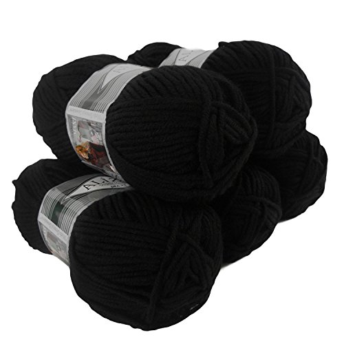 500g Strickgarn Strickwolle Alize Superlana Maxi 25% Wolle, Farbwahl, Farbe:60 schwarz von maDDma