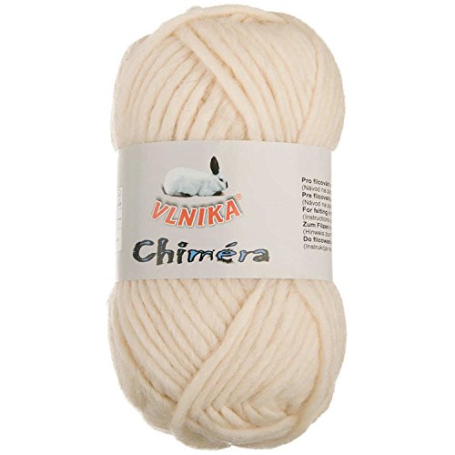 50g Filzwolle CHIMERA, Wolle zum Strickfilzen, Farbauswahl, Farbe:elfenbein von maDDma