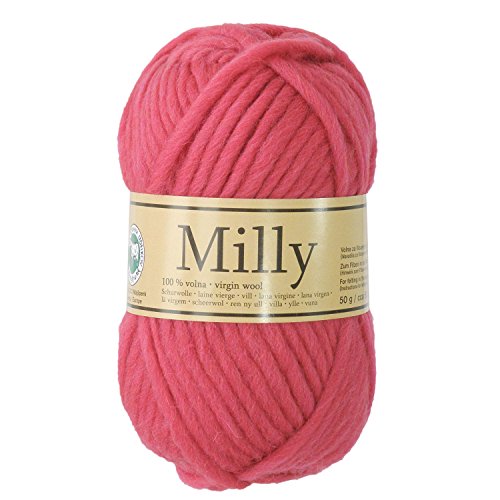 50g Filzwolle Milly Wolle zum Strickfilzen 100% Schurwolle, große Farbwahl, Farbe:58 pink von maDDma