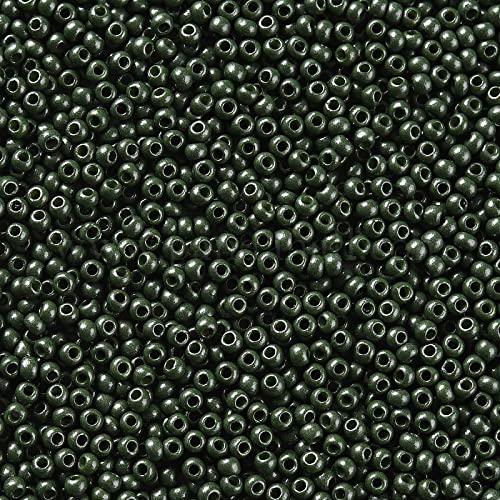 50g Rocailles Glasperlen ca. 2,3x1,5mm 1mm Bohrung Perlen Schmuck Farbwahl, Farbe:armeegrün von maDDma