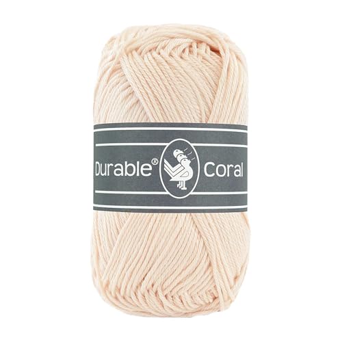 50g Strickgarn Häkelgarn Durable Coral Uni Baumwollgarn Sommergarn 90 Farben, Farbe:2192 hellbeige von maDDma