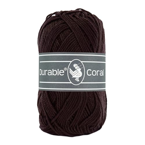 50g Strickgarn Häkelgarn Durble Coral Uni Baumwollgarn Sommergarn 90 Farben, Farbe:2230 dunkelbraun von maDDma