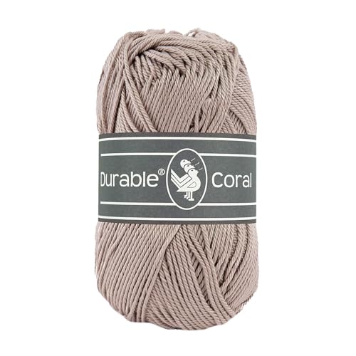 50g Strickgarn Häkelgarn Durable Coral Uni Baumwollgarn Sommergarn 90 Farben, Farbe:340 taupe von maDDma