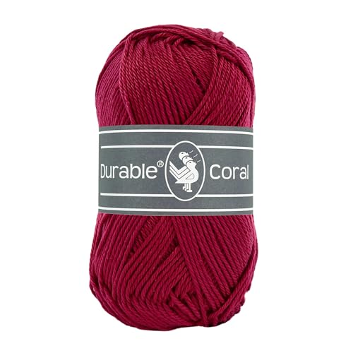 50g Strickgarn Häkelgarn Durable Coral Uni Baumwollgarn Sommergarn 90 Farben, Farbe:222 bordeaux von maDDma