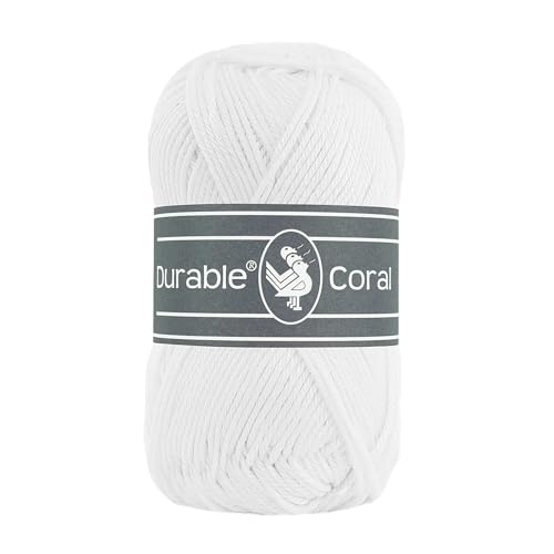 50g Strickgarn Häkelgarn Durable Coral Uni Baumwollgarn Sommergarn 90 Farben, Farbe:310 weiß von maDDma