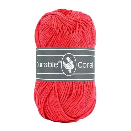 50g Strickgarn Häkelgarn Durable Coral Uni Baumwollgarn Sommergarn 90 Farben, Farbe:316 erdbeerrot von maDDma