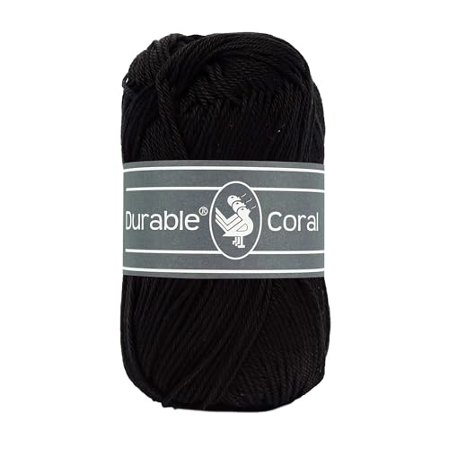 50g Strickgarn Häkelgarn Durble Coral Uni Baumwollgarn Sommergarn 92 Farben, Farbe:325 schwarz von maDDma