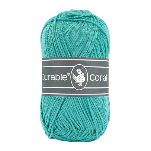 50g Strickgarn Häkelgarn Durable Coral Uni Baumwollgarn Sommergarn 90 Farben, Farbe:338 aqua von maDDma