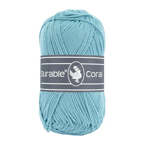 50g Strickgarn Häkelgarn Durable Coral Uni Baumwollgarn Sommergarn 90 Farben, Farbe:342 hellblau von maDDma