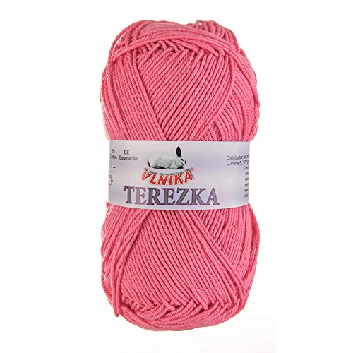 50g Strickgarn Häkelgarn Terezka 100% Baumwolle Baumwollgarn Baumwollstrickgarn, Farbe:bubblegum von maDDma