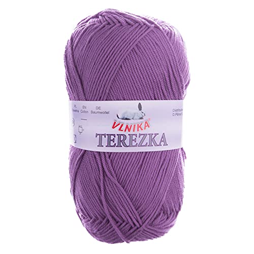 50g Strickgarn Häkelgarn Terezka 100% Baumwolle Baumwollgarn Baumwollstrickgarn, Farbe:flieder von maDDma