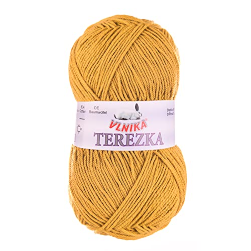 50g Strickgarn Häkelgarn Terezka 100% Baumwolle Baumwollgarn Baumwollstrickgarn, Farbe:goldgelb von maDDma