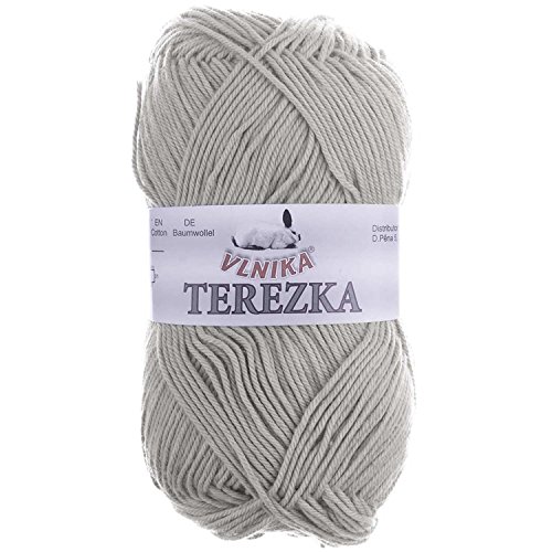 50g Strickgarn Häkelgarn Terezka 100% Baumwolle Baumwollgarn Baumwollstrickgarn, Farbe:grau von maDDma