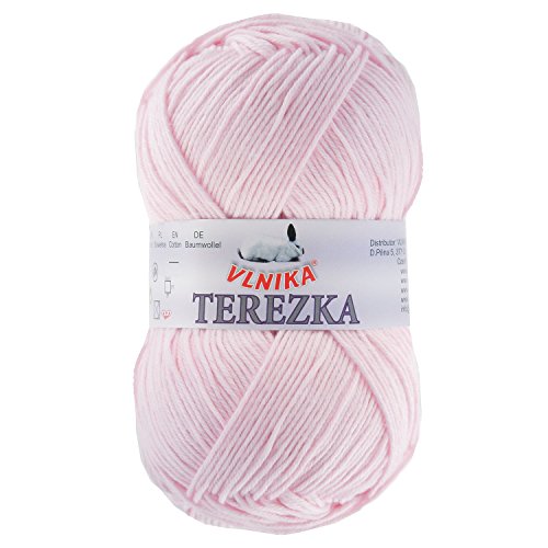 50g Strickgarn Häkelgarn Terezka 100% Baumwolle Baumwollgarn Baumwollstrickgarn, Farbe:hellrosa von maDDma