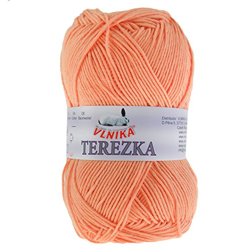 50g Strickgarn Häkelgarn Terezka 100% Baumwolle Baumwollgarn Baumwollstrickgarn, Farbe:koralle von maDDma