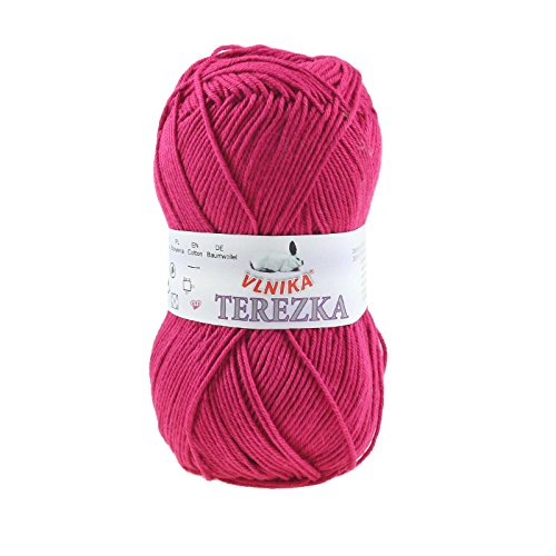 50g Strickgarn Häkelgarn Terezka 100% Baumwolle Baumwollgarn Baumwollstrickgarn, Farbe:magenta von maDDma