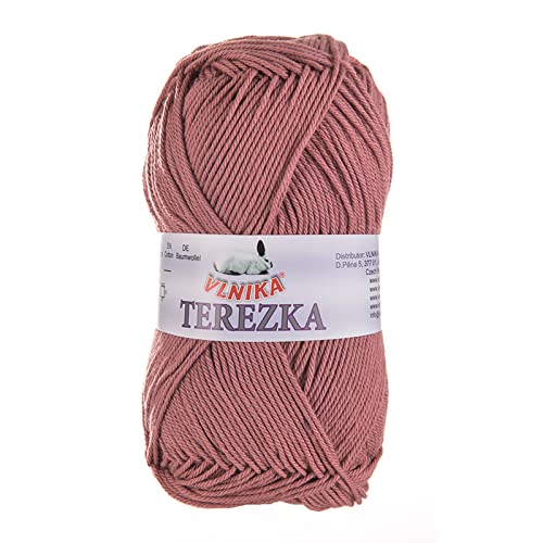 50g Strickgarn Häkelgarn Terezka 100% Baumwolle Baumwollgarn Baumwollstrickgarn, Farbe:malvenrosa von maDDma