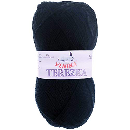 50g Strickgarn Häkelgarn Terezka 100% Baumwolle Baumwollgarn Baumwollstrickgarn, Farbe:nachtblau von maDDma