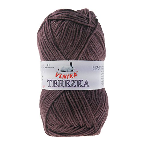 50g Strickgarn Häkelgarn Terezka 100% Baumwolle Baumwollgarn Baumwollstrickgarn, Farbe:rehbraun von maDDma