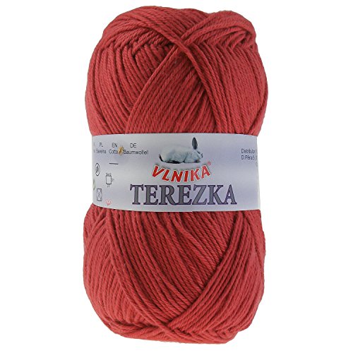 50g Strickgarn Häkelgarn Terezka 100% Baumwolle Baumwollgarn Baumwollstrickgarn, Farbe:rot von maDDma