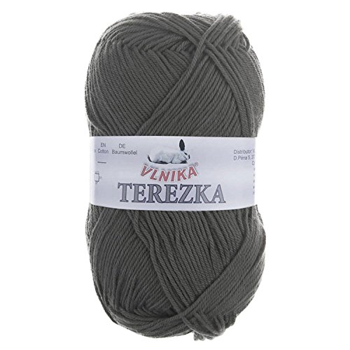 50g Strickgarn Häkelgarn Terezka 100% Baumwolle Baumwollgarn Baumwollstrickgarn, Farbe:schiefergrau von maDDma