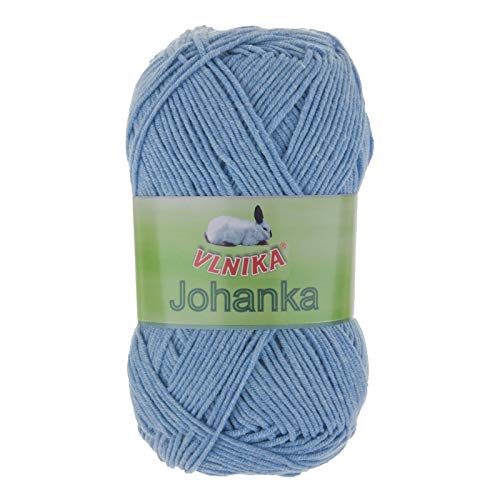 50g Strickgarn Johanka Strick-Wolle Handstrickgarn Klassikgarn Sommergarn Farbwahl, Farbe:105 engelblau von maDDma