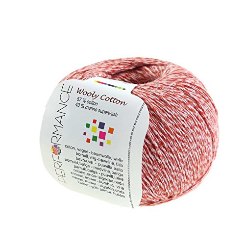 50g Strickgarn Wooly Cotton Baumwolle m. 43% Merino-Wolle veredelt Naturgarn, Farbe:lachsfarben von maDDma