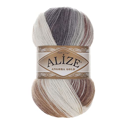 Alize Angora Gold Batik 100g Farbverlaufsgarn 20% Wolle Winterwolle Häkelgarn mehrfarbig Farbwahl, Farbe:5742 Februarabend von maDDma