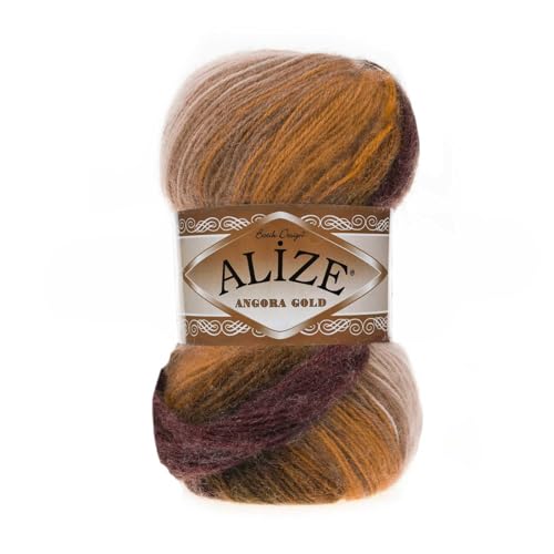 Alize Angora Gold Batik 100g Farbverlaufsgarn 20% Wolle Winterwolle Häkelgarn mehrfarbig Farbwahl, Farbe:5850 Herbstabend von maDDma