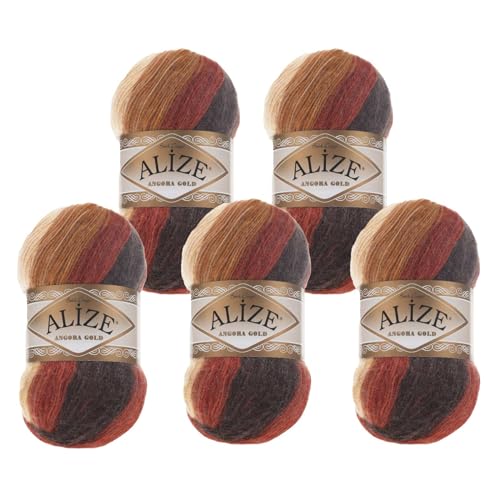 Alize Angora Gold Batik 5 x 100g Farbverlaufsgarn 20% Wolle Winterwolle Häkelgarn mehrfarbig Farbwahl, Farbe:2626 Herbststimmung von maDDma