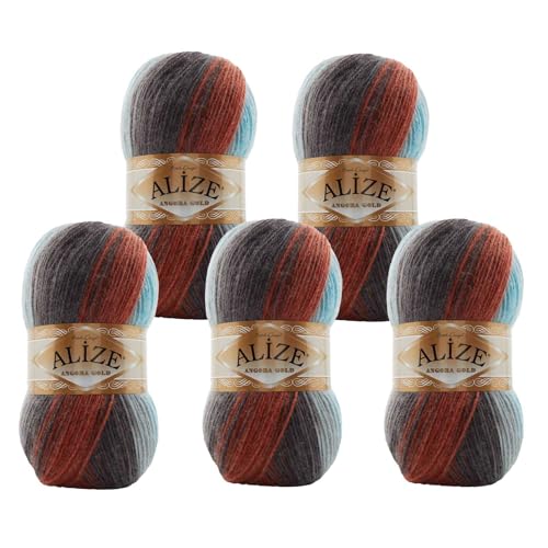 Alize Angora Gold Batik 5 x 100g Farbverlaufsgarn 20% Wolle Winterwolle Häkelgarn mehrfarbig Farbwahl, Farbe:7922 Gebirgsbach von maDDma